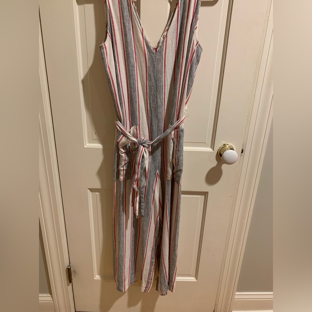 Stripped linen jumpsuit